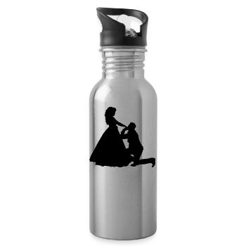 Kniender Mann vor Frau Prinzessin - Trinkflasche mit integriertem Trinkhalm - Lightsilver - Rechts
