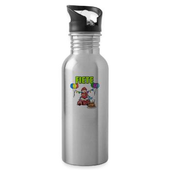Feuerwehr Fiete Geschenk - Trinkflasche mit integriertem Trinkhalm - Lightsilver - Rechts