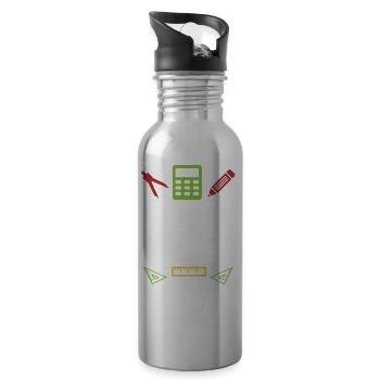 Math math teacher GEschenk - Water bottle with straw - silver - Right