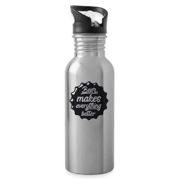 Beer makes everything better - Trinkflasche mit integriertem Trinkhalm - Lightsilver - Rechts