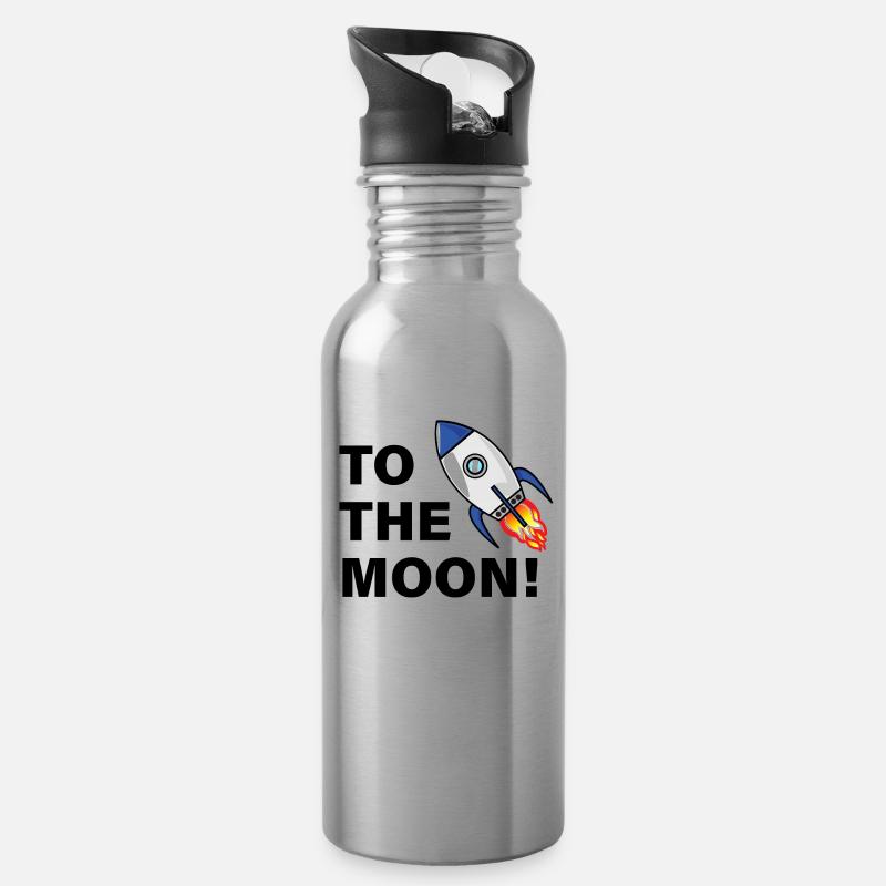 Crypto to the Moon - Trinkflasche mit integriertem Trinkhalm - Lightsilver