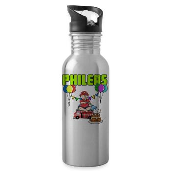 cadeau sapeurs-pompiers Phileas - Gourde avec paille intégrée - argent clair - Droite