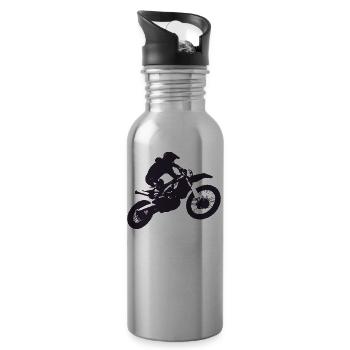 Motorcross - Trinkflasche mit integriertem Trinkhalm - Lightsilver - Rechts