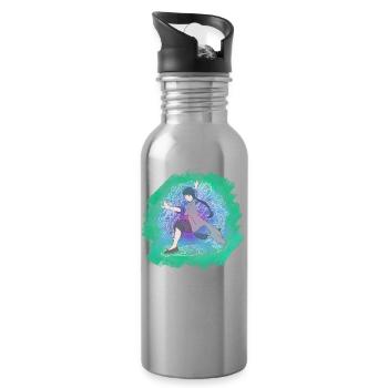 dragen Kungfu Mädchen - Trinkflasche mit integriertem Trinkhalm - Lightsilver - Rechts