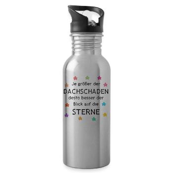 Je größer der Dachschaden Blick auf die Sterne - Trinkflasche mit integriertem Trinkhalm - Lightsilver - Rechts