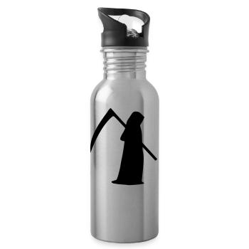 Sens mort silhouette Halloween cadeau - Gourde avec paille intégrée - argent clair - Droite