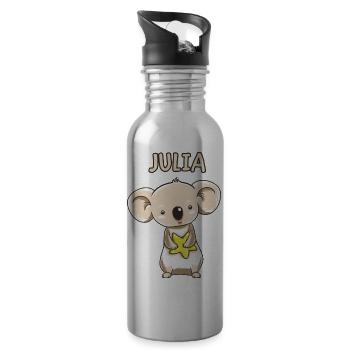 Koala enfant drôle copie cadeau d'anniversaire Julia - Gourde avec paille intégrée - argent clair - Droite