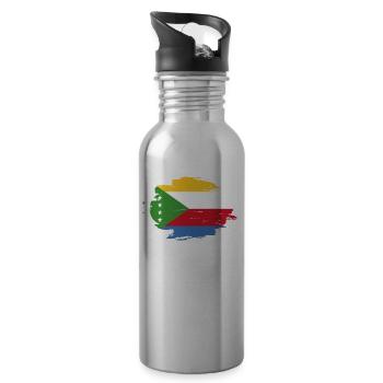 homeland flag love origin Comoros png - Water bottle with straw - silver - Right