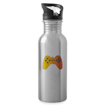 Gaming Nerd Geek Geschenkidee - Trinkflasche mit integriertem Trinkhalm - Lightsilver - Rechts