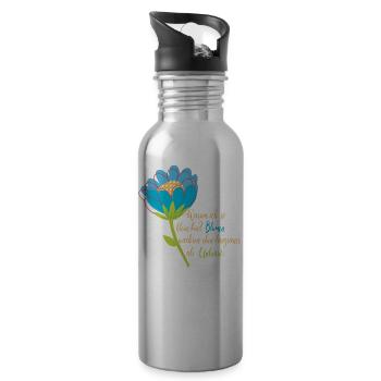Blumen wachsen langsamer als Unkraut - Trinkflasche mit integriertem Trinkhalm - Lightsilver - Rechts