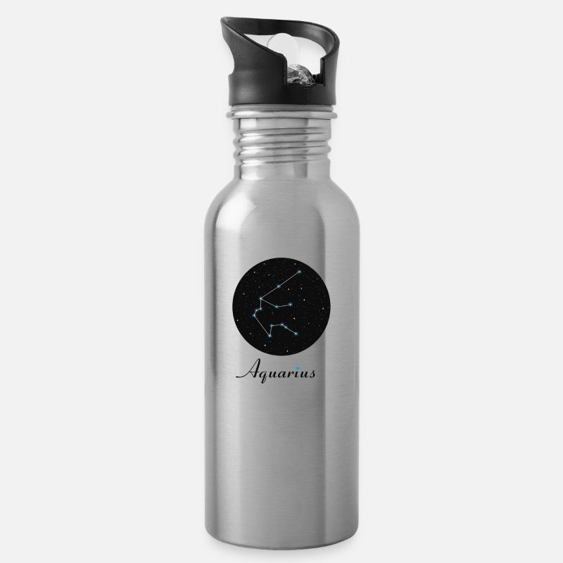 Aquarius Wassermann - Trinkflasche mit integriertem Trinkhalm - Lightsilver
