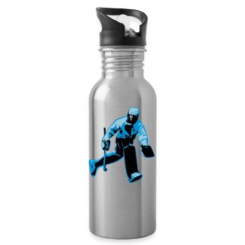 Feldhockey-Torwart - Trinkflasche mit integriertem Trinkhalm - Lightsilver - Rechts