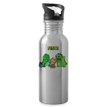 Fiete Geburtstag Geschenk - Trinkflasche mit integriertem Trinkhalm - Lightsilver - Rechts