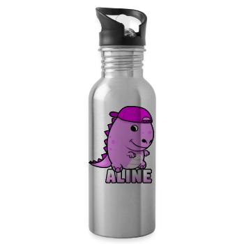 Aline Geburtstag Geschenk - Trinkflasche mit integriertem Trinkhalm - Lightsilver - Rechts