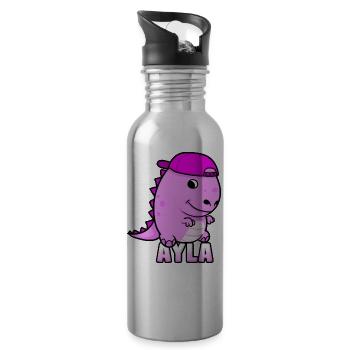 Ayla birthday gift - Water bottle with straw - silver - Right