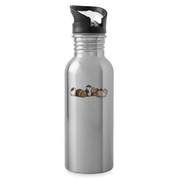 cochon Guinée cadeau animal cochon Guinée - Gourde avec paille intégrée - argent clair - Droite