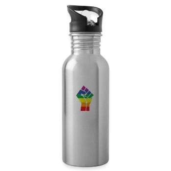 Gay Pride gift for Gays And Lesbians - Water bottle with straw - silver - Right