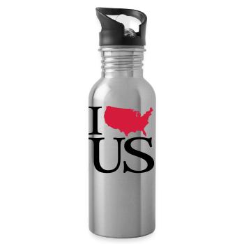 Je nous aime - I love Etats-Unis - Gourde avec paille intégrée - argent clair - Droite