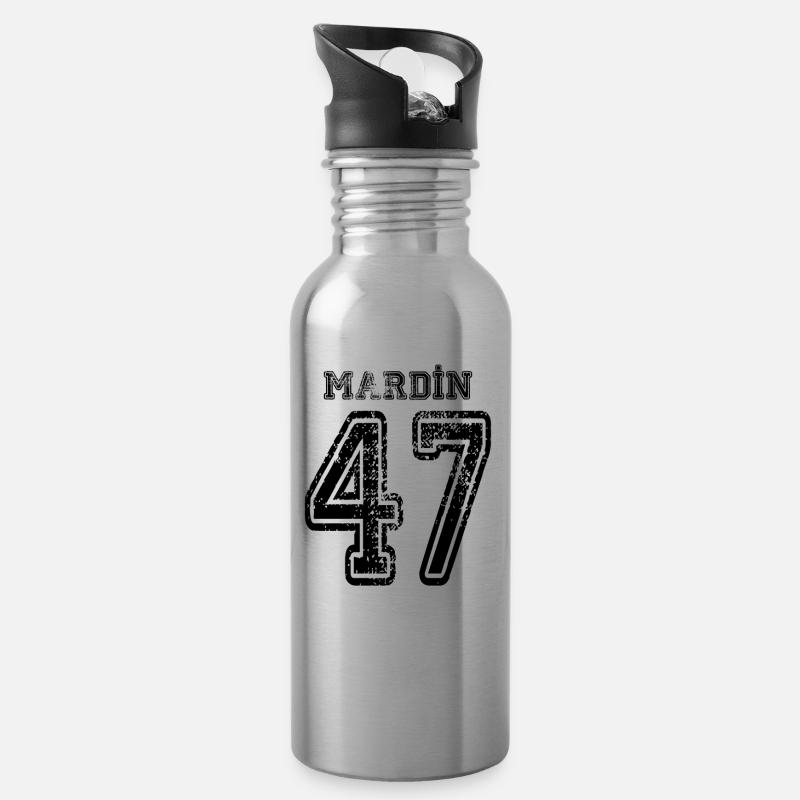 47 Mardin Türkisches Nummernschild als Geschenk - Trinkflasche mit integriertem Trinkhalm - Lightsilver