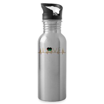 home roots home love heart from palestine palaes - Water bottle with straw - silver - Right