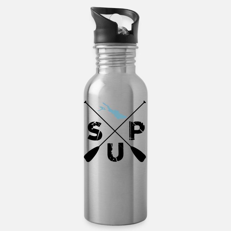 SUP - Trinkflasche mit integriertem Trinkhalm - Lightsilver