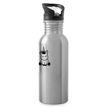 Einhorn - ...Ich eskaliere hier gleich - Trinkflasche mit integriertem Trinkhalm - Lightsilver - Rechts