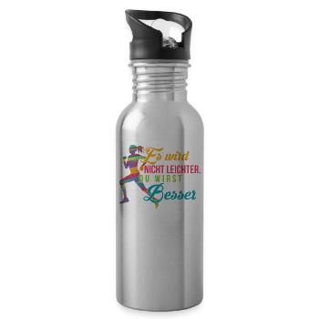 Sport Laufen Hobby T-Shirt - Trinkflasche mit integriertem Trinkhalm - Lightsilver - Rechts