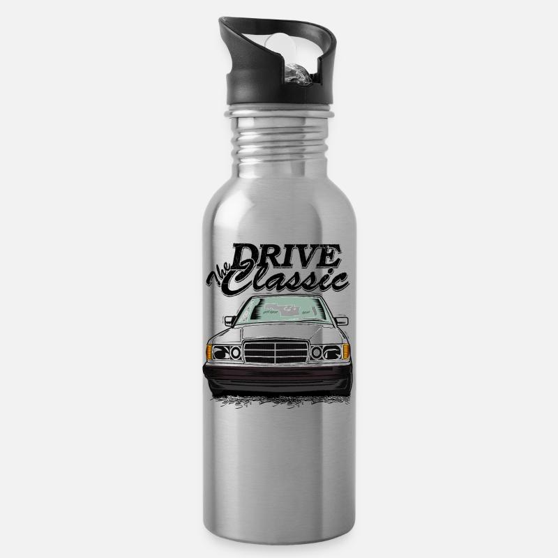 W201 190E drive the classic - Trinkflasche mit integriertem Trinkhalm - Lightsilver