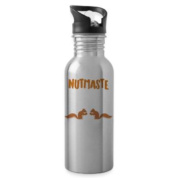 Yoga - Nüsse - Lustig - Geschenk - Entspannung - Trinkflasche mit integriertem Trinkhalm - Lightsilver - Rechts