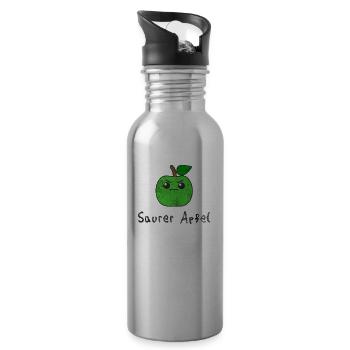 Saurer Apfel Vegan Frucht Wortwitz Geschenk Idee - Trinkflasche mit integriertem Trinkhalm - Lightsilver - Rechts
