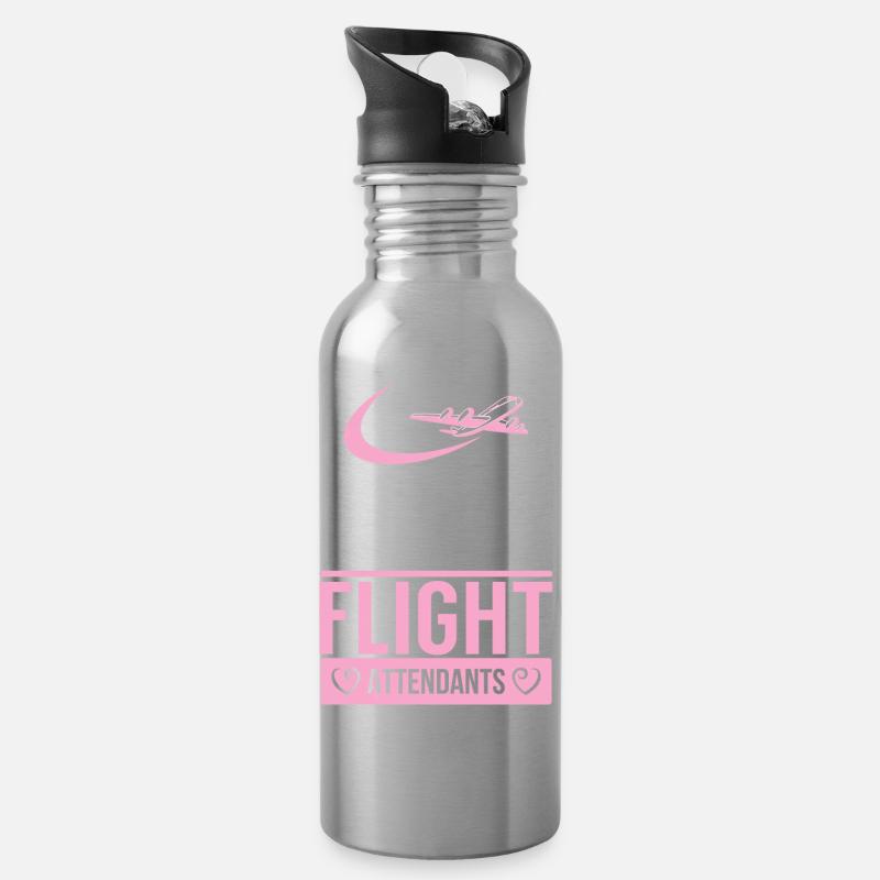 Flight attendant - Flugbegleiterin - Stewardess - - Trinkflasche mit integriertem Trinkhalm - Lightsilver