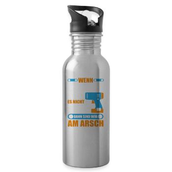MARIO Name Geschenk Reparatur reparieren - Trinkflasche mit integriertem Trinkhalm - Lightsilver - Rechts