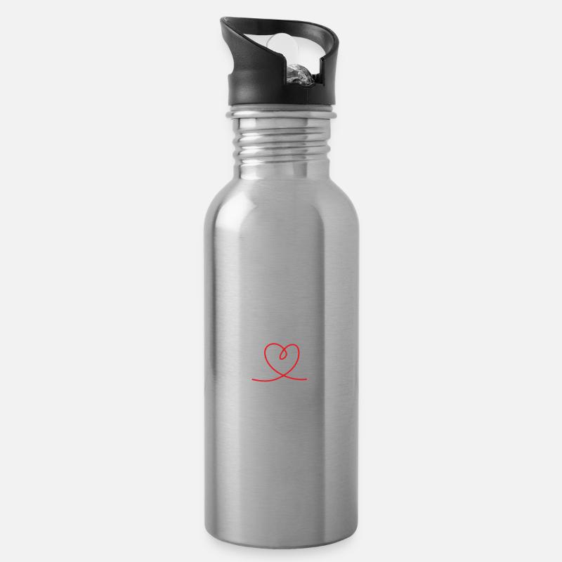 Katze - Liebe - Katzen - Ich liebe meine Katze - Trinkflasche mit integriertem Trinkhalm - Lightsilver