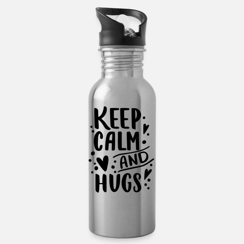 hug me - Water bottle with straw - silver