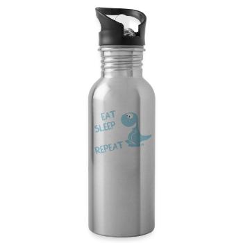 Eat Sleep Rawr Repeat T-Rex Dinosaur Funny - Water bottle with straw - silver - Right
