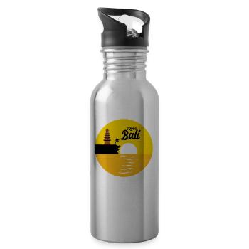 I love Bali - Water bottle with straw - silver - Right