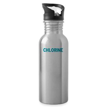 Lustiges Chlor Schwimmer T-Shirt Geschenk - Trinkflasche mit integriertem Trinkhalm - Lightsilver - Rechts