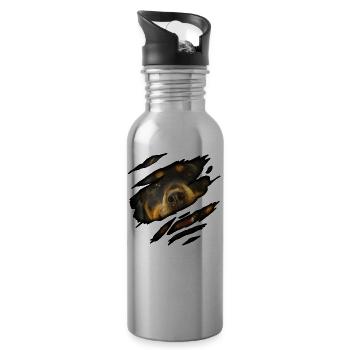 Rottweiler in me - Water bottle with straw - silver - Right