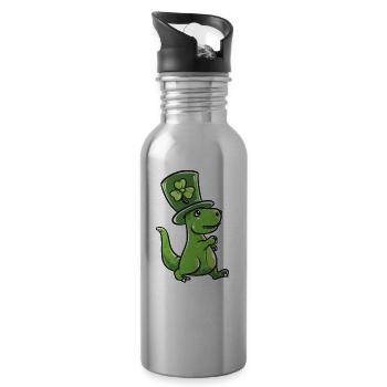 St Patricks tenue de jour T-Rex cadeau Bière Irlande - Gourde avec paille intégrée - argent clair - Droite