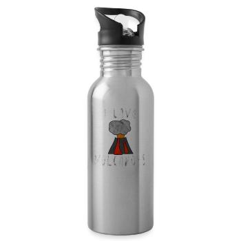 I love Volcanoes Vulkan Natur Geschenk Idee - Trinkflasche mit integriertem Trinkhalm - Lightsilver - Rechts