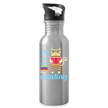Ich würde lieber lesen - Trinkflasche mit integriertem Trinkhalm - Lightsilver - Rechts