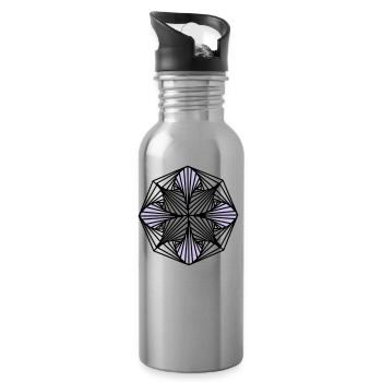 Geometrische Kunst: Achteck (schattiert) - Trinkflasche mit integriertem Trinkhalm - Lightsilver - Rechts