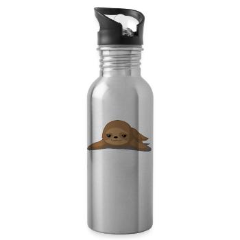 Lazy - Do not - Sloth - Lazy - Gift - Water bottle with straw - silver - Right
