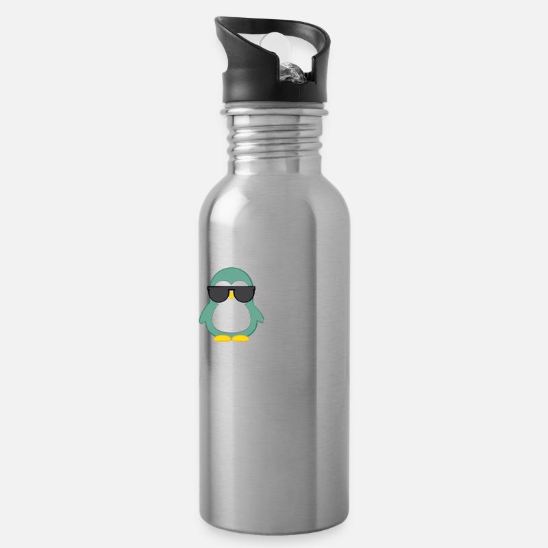 Pinguin - Schnee - Cool - Lustig - Sonnenbrille - Trinkflasche mit integriertem Trinkhalm - Lightsilver