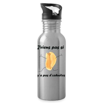 J'viens pas si y'a pas d'cahuètes - Gourde avec paille intégrée - argent clair - Droite