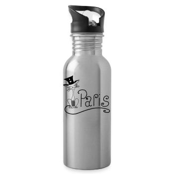 Chat paris - Gourde avec paille intégrée - argent clair - Droite