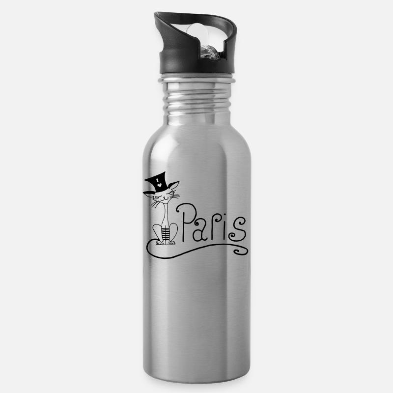 Chat paris - Gourde avec paille intégrée - argent clair