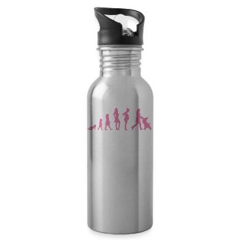 Evolution - Femme - Humour - Cadeau - Enfant - Gourde avec paille intégrée - argent clair - Droite