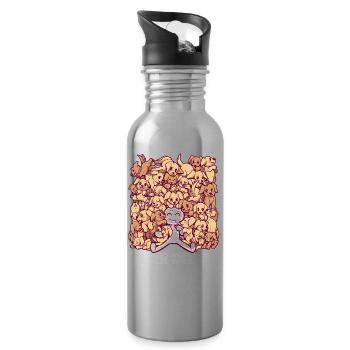 Lebensziele - Golden Labrador Retriever Hunde - Trinkflasche mit integriertem Trinkhalm - Lightsilver - Rechts