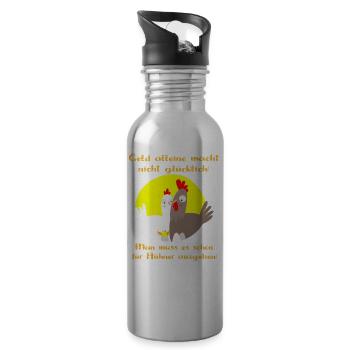 Hühner - Trinkflasche mit integriertem Trinkhalm - Lightsilver - Rechts